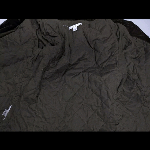 Ann Taylor Loft Velvet Coat Jacket Quilt Lined Green M 90s Y2K Steampunk - Picture 3 of 10